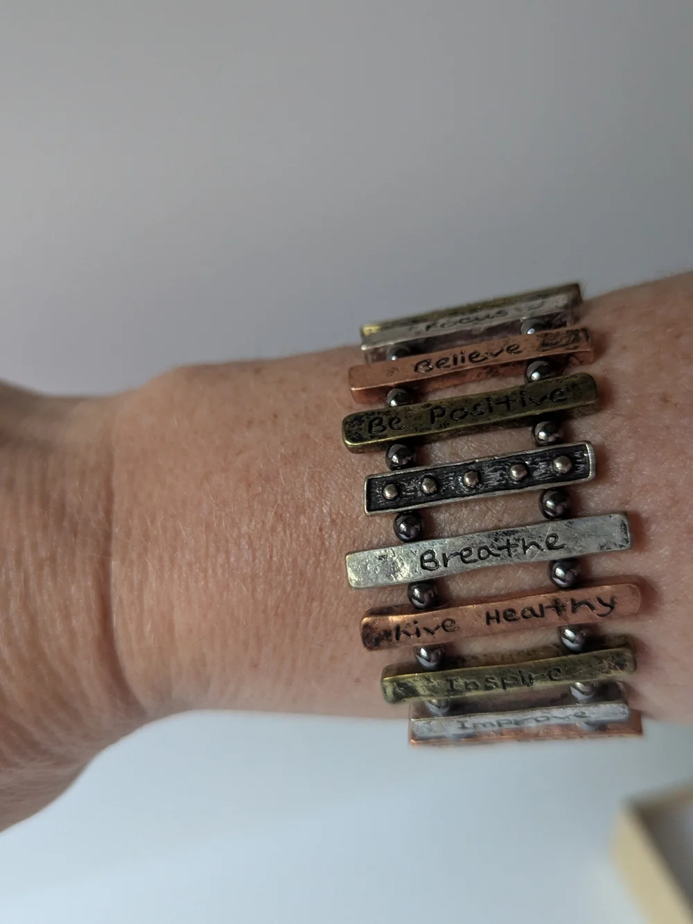 Inspirational Multi-Tone Bar Stretch Bracelet - Women